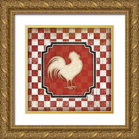 Country Kitchen Rooster IV Gold Ornate Wood Framed Art Print with Double Matting by Pugh, Jennifer