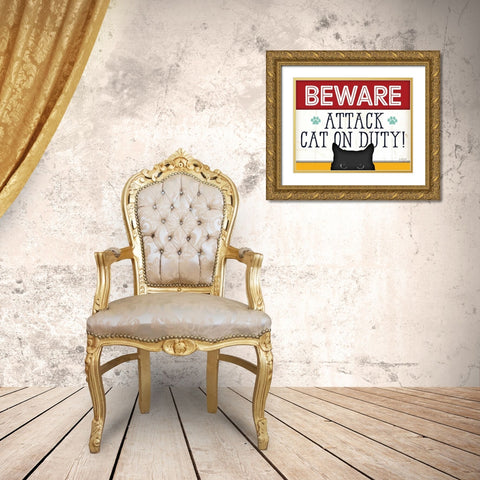 BEWARE - Color Gold Ornate Wood Framed Art Print with Double Matting by Pugh, Jennifer