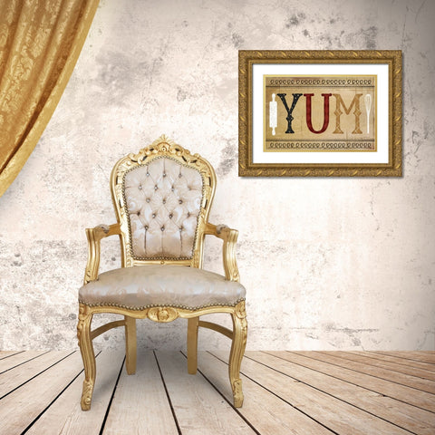 YUM Gold Ornate Wood Framed Art Print with Double Matting by Pugh, Jennifer