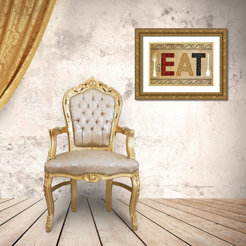 EAT Gold Ornate Wood Framed Art Print with Double Matting by Pugh, Jennifer