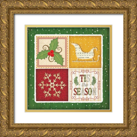 Tis the Season Gold Ornate Wood Framed Art Print with Double Matting by Pugh, Jennifer