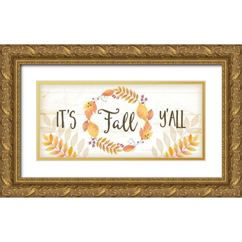 Its Fall Yall Gold Ornate Wood Framed Art Print with Double Matting by Pugh, Jennifer