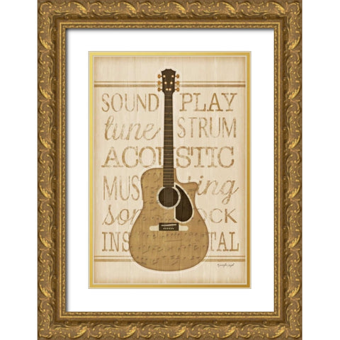 Music Guitar Gold Ornate Wood Framed Art Print with Double Matting by Pugh, Jennifer