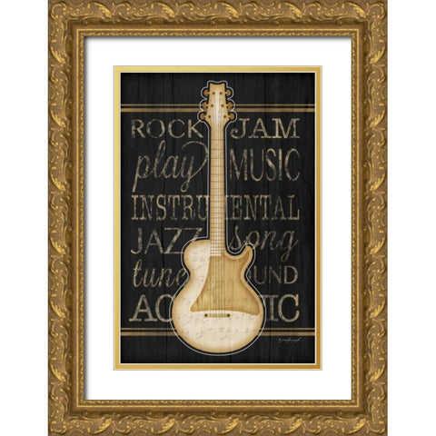 Music Guitar Gold Ornate Wood Framed Art Print with Double Matting by Pugh, Jennifer