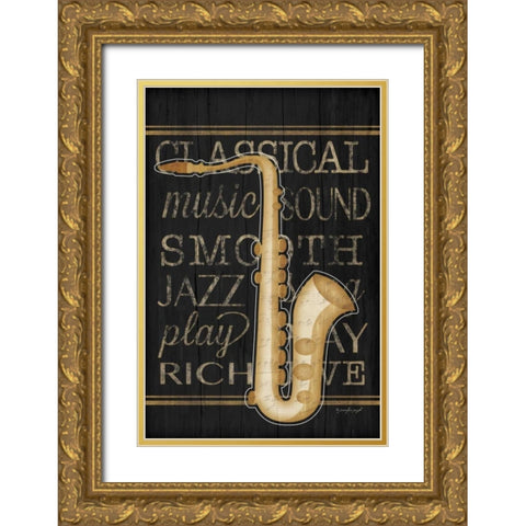 Music Saxophone Gold Ornate Wood Framed Art Print with Double Matting by Pugh, Jennifer