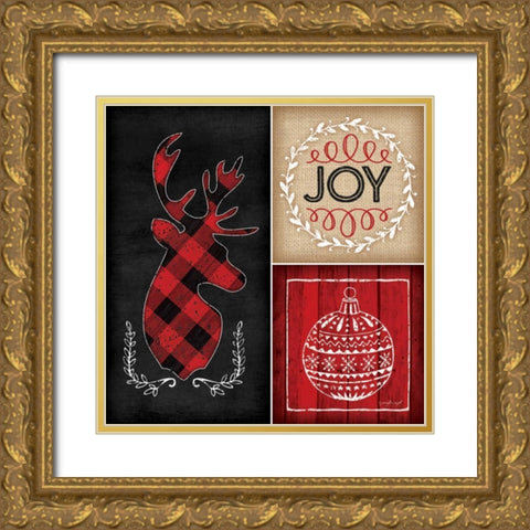 Plaid Christmas I Gold Ornate Wood Framed Art Print with Double Matting by Pugh, Jennifer