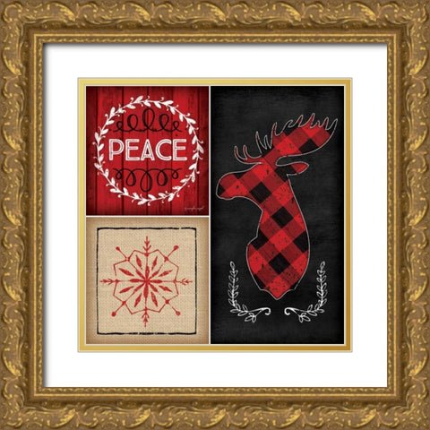 Plaid Christmas IV Gold Ornate Wood Framed Art Print with Double Matting by Pugh, Jennifer