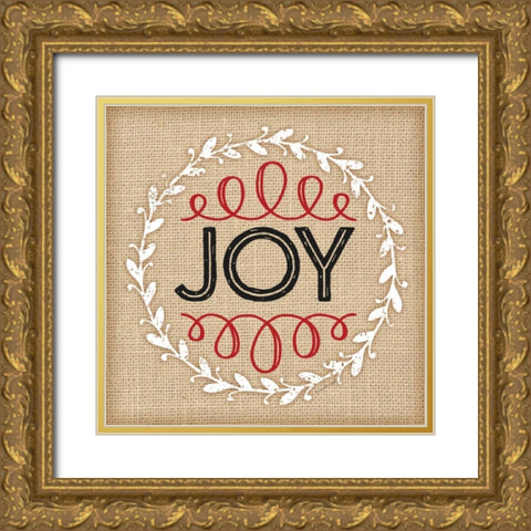 Burlap Joy Gold Ornate Wood Framed Art Print with Double Matting by Pugh, Jennifer