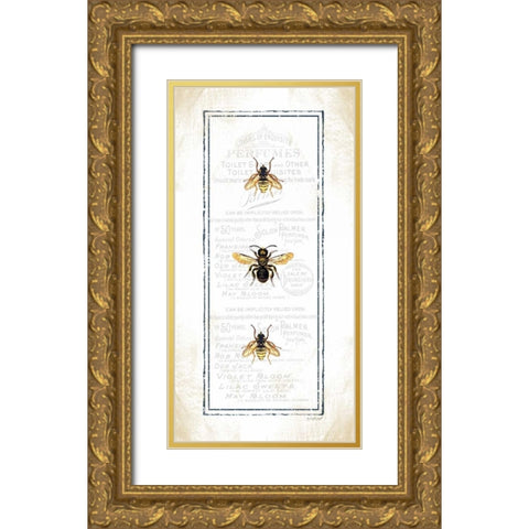 Bees Gold Ornate Wood Framed Art Print with Double Matting by Pugh, Jennifer