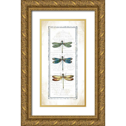 Dragonfly Gold Ornate Wood Framed Art Print with Double Matting by Pugh, Jennifer