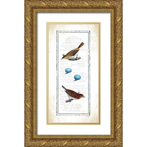 Birds Gold Ornate Wood Framed Art Print with Double Matting by Pugh, Jennifer