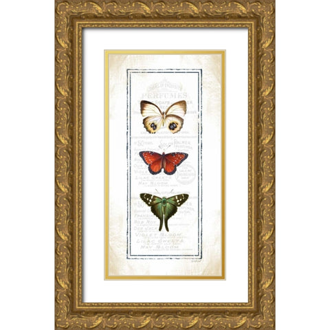 Butterfly Gold Ornate Wood Framed Art Print with Double Matting by Pugh, Jennifer