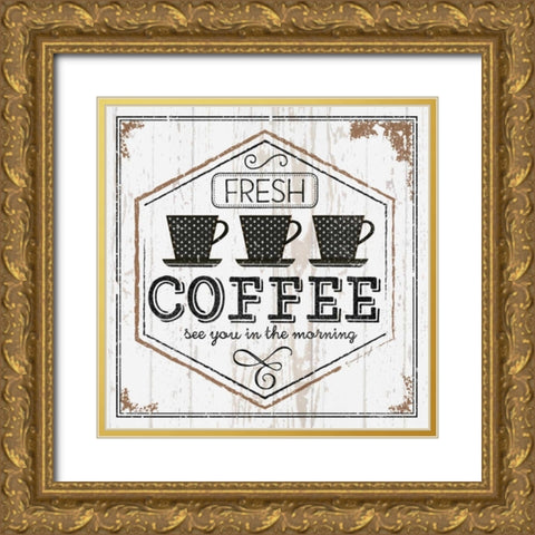 Fresh Coffee Gold Ornate Wood Framed Art Print with Double Matting by Pugh, Jennifer