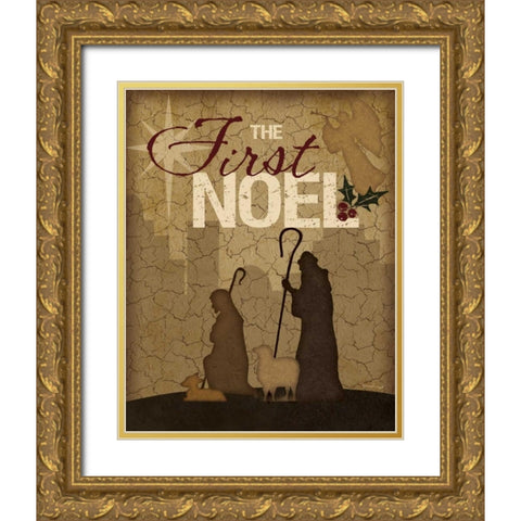 Noel Shepherds Gold Ornate Wood Framed Art Print with Double Matting by Pugh, Jennifer