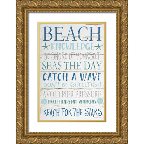 Beach Knowledge Gold Ornate Wood Framed Art Print with Double Matting by Pugh, Jennifer