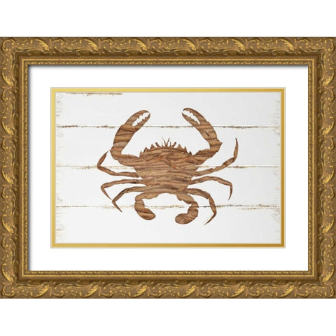 Driftwood Crab Gold Ornate Wood Framed Art Print with Double Matting by Pugh, Jennifer