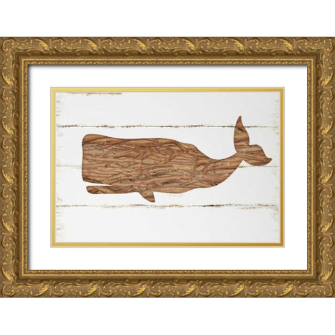 Driftwood Whale Gold Ornate Wood Framed Art Print with Double Matting by Pugh, Jennifer