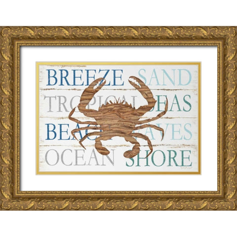 Driftwood Crab Gold Ornate Wood Framed Art Print with Double Matting by Pugh, Jennifer