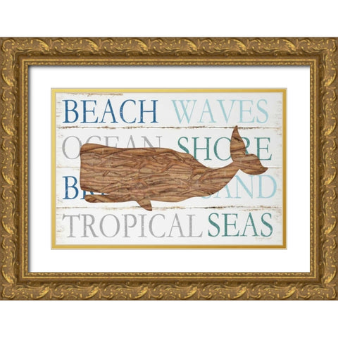 Driftwood Whale Gold Ornate Wood Framed Art Print with Double Matting by Pugh, Jennifer