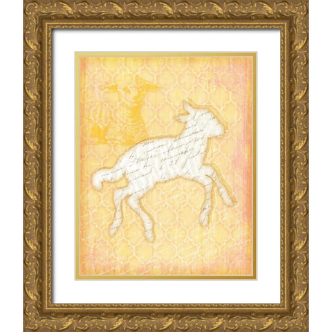 Lamb Gold Ornate Wood Framed Art Print with Double Matting by Pugh, Jennifer