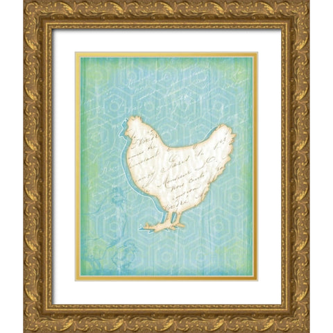 Chicken Gold Ornate Wood Framed Art Print with Double Matting by Pugh, Jennifer