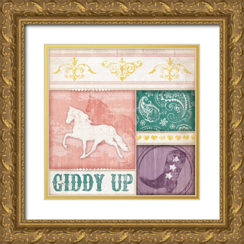 Cowgirl Giddy Up Gold Ornate Wood Framed Art Print with Double Matting by Pugh, Jennifer