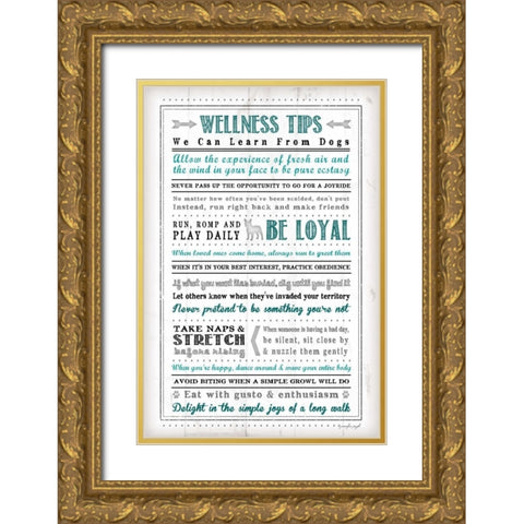 Wellness Tips Gold Ornate Wood Framed Art Print with Double Matting by Pugh, Jennifer