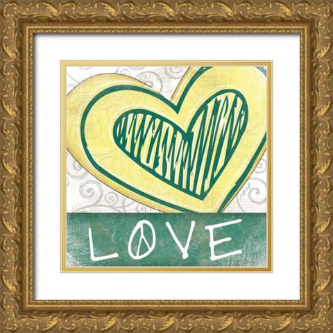 Peace and Love II Gold Ornate Wood Framed Art Print with Double Matting by Pugh, Jennifer