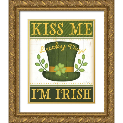 Kiss Me Gold Ornate Wood Framed Art Print with Double Matting by Pugh, Jennifer