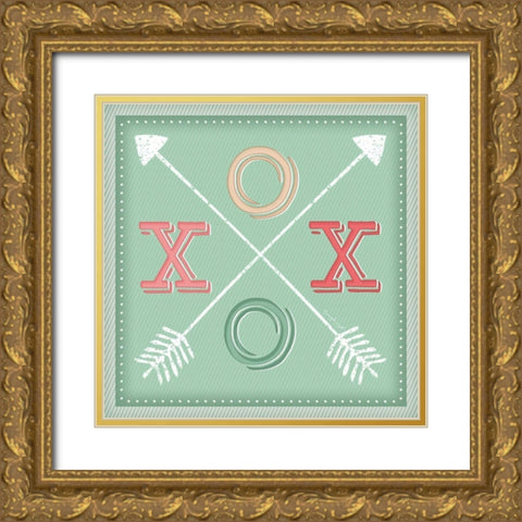 XOXO Arrows Gold Ornate Wood Framed Art Print with Double Matting by Pugh, Jennifer