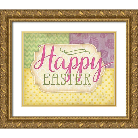 Happy Easter Gold Ornate Wood Framed Art Print with Double Matting by Pugh, Jennifer