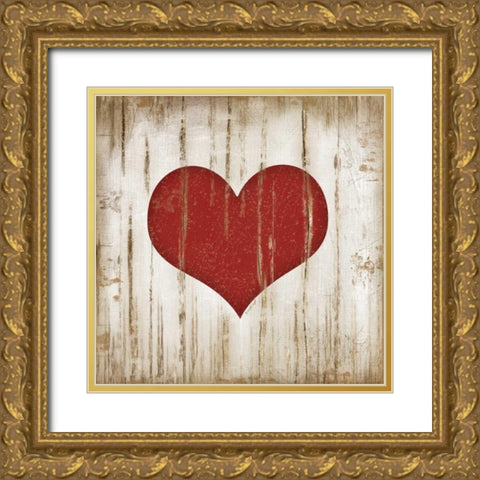 Hearts Gold Ornate Wood Framed Art Print with Double Matting by Pugh, Jennifer