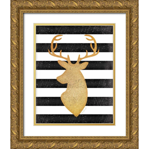 Deer II Gold Ornate Wood Framed Art Print with Double Matting by Pugh, Jennifer