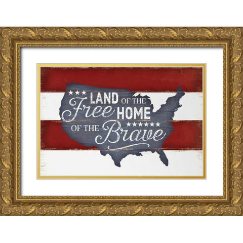 Land of the Free Gold Ornate Wood Framed Art Print with Double Matting by Pugh, Jennifer