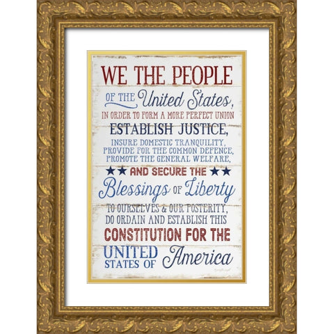 We the People Gold Ornate Wood Framed Art Print with Double Matting by Pugh, Jennifer