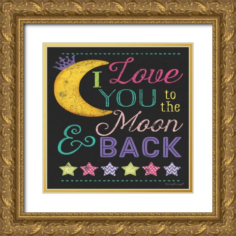 I Love You to the Moon Gold Ornate Wood Framed Art Print with Double Matting by Pugh, Jennifer