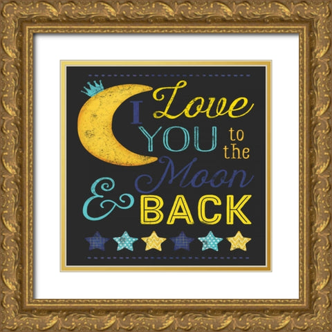 I Love You to the Moon Gold Ornate Wood Framed Art Print with Double Matting by Pugh, Jennifer