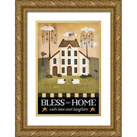 Bless Our Home Gold Ornate Wood Framed Art Print with Double Matting by Pugh, Jennifer