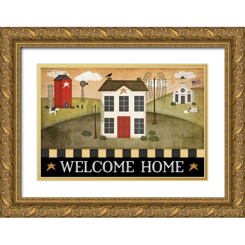 Welcome Home Gold Ornate Wood Framed Art Print with Double Matting by Pugh, Jennifer