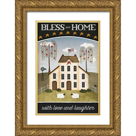 Bless Our Home Gold Ornate Wood Framed Art Print with Double Matting by Pugh, Jennifer