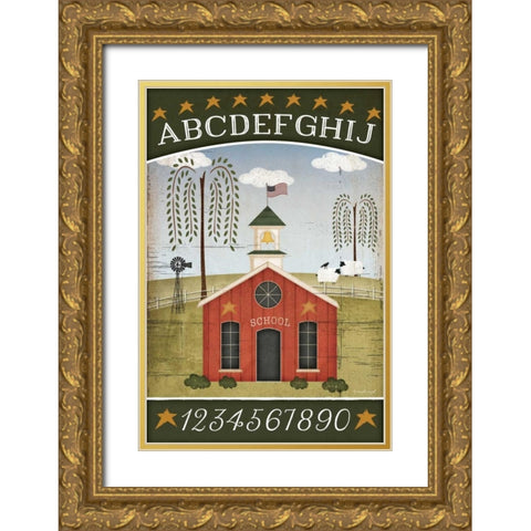 School ABC Gold Ornate Wood Framed Art Print with Double Matting by Pugh, Jennifer