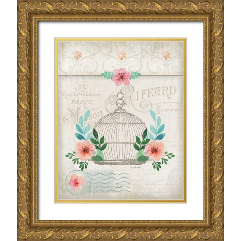 French Birdcage Gold Ornate Wood Framed Art Print with Double Matting by Pugh, Jennifer