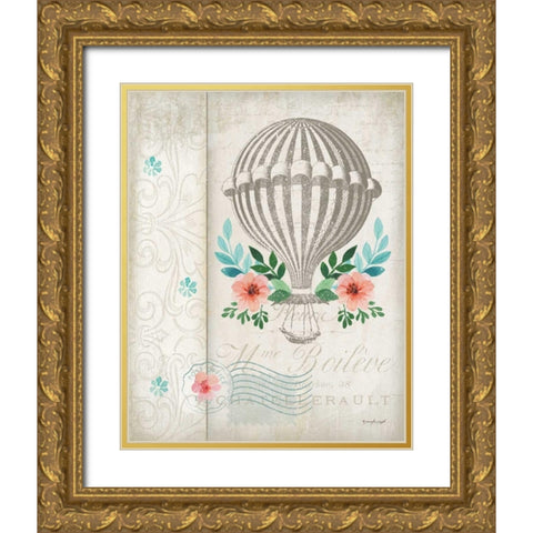 French Hot Air Balloon Gold Ornate Wood Framed Art Print with Double Matting by Pugh, Jennifer