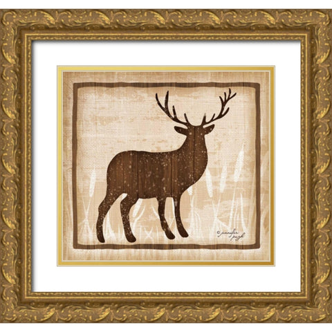 Elk Gold Ornate Wood Framed Art Print with Double Matting by Pugh, Jennifer