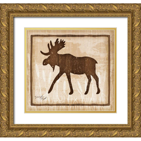 Moose Gold Ornate Wood Framed Art Print with Double Matting by Pugh, Jennifer