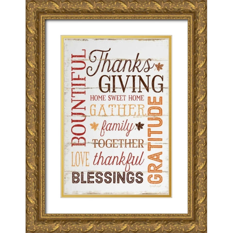 Thanksgiving Gold Ornate Wood Framed Art Print with Double Matting by Pugh, Jennifer