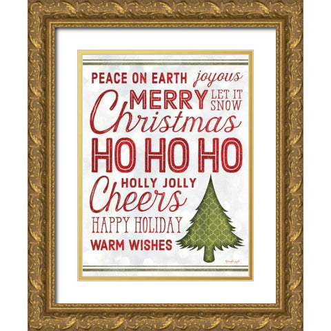 Christmas with Tree Gold Ornate Wood Framed Art Print with Double Matting by Pugh, Jennifer