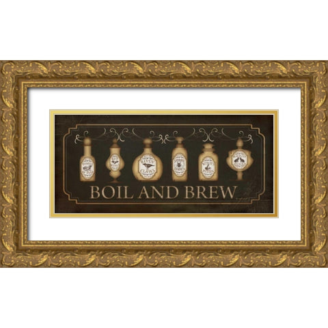 Boil and Brew Gold Ornate Wood Framed Art Print with Double Matting by Pugh, Jennifer