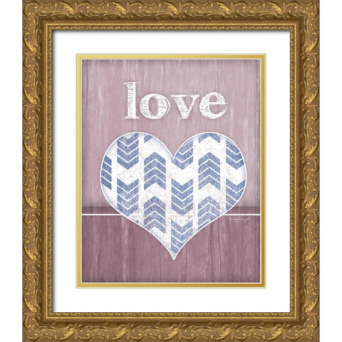 Love Heart Gold Ornate Wood Framed Art Print with Double Matting by Pugh, Jennifer