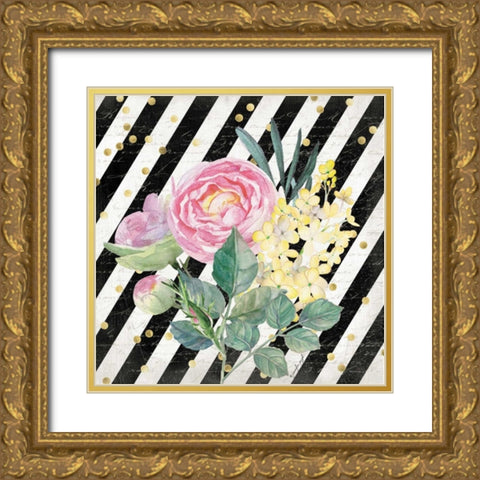 BW Floral II Gold Ornate Wood Framed Art Print with Double Matting by Pugh, Jennifer